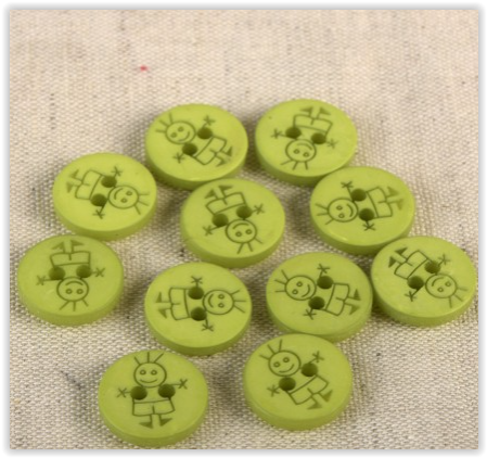 2-LOCH-KNOPF FÜR JUNGEN 15mm grün