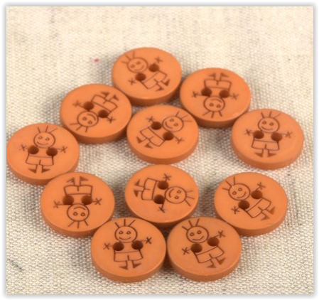 2-LOCH-KNOPF FÜR JUNGEN 15mm orange