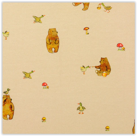 Baumwoll-Jersey Stoff Digitaldruck Bär beige