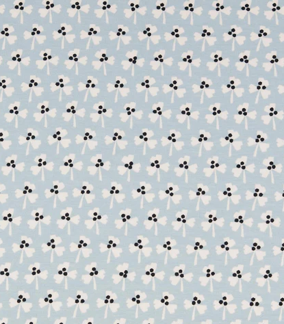 French Terry geraut Stoff Kleeblatt blau