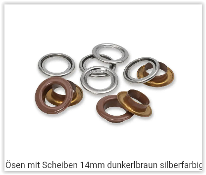 Ösen mit Scheiben 14mm dunkerlbraun silberfarbig