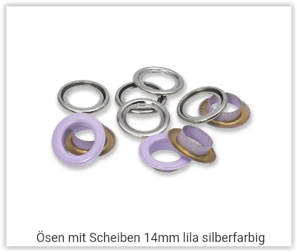 Ösen mit Scheiben 14mm lila silberfarbig