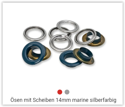 Ösen mit Scheiben 14mm marine silberfarbig