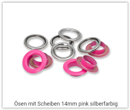 Ösen mit Scheiben 14mm pink silberfarbig