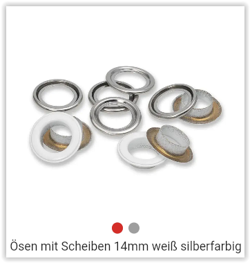 Ösen mit Scheiben 14mm weiß silberfarbig