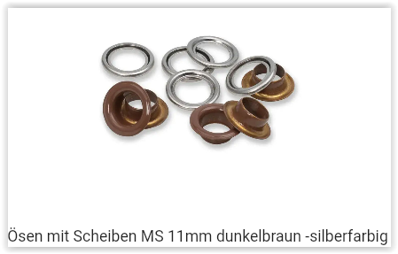Ösen mit Scheiben MS 11mm dunkelbraun -silberfarbig