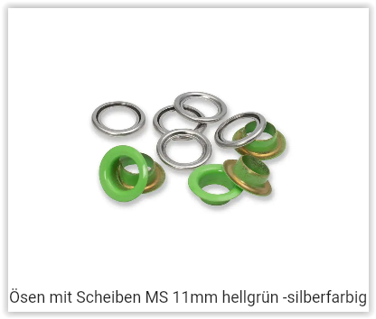 Ösen mit Scheiben MS 11mm hellgrün -silberfarbig