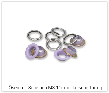 Ösen mit Scheiben MS 11mm lila -silberfarbig