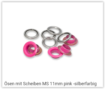 Ösen mit Scheiben MS 11mm pink -silberfarbig