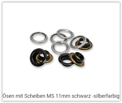 Ösen mit Scheiben MS 11mm schwarz -silberfarbig
