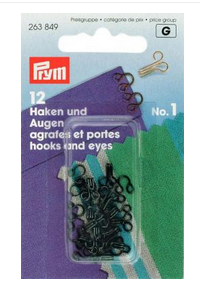 Prym Federhaken und Augen MS 1 schwarz