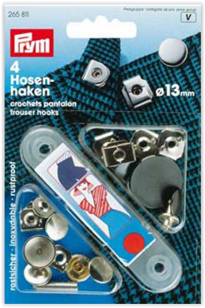Prym NF-Hosenhaken und Stege ST 13 mm silberfarbig/brüniert