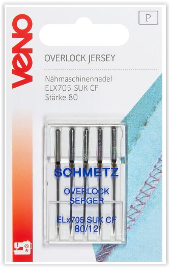 VENO Nähmaschinennadeln Overlock ELX705 Jersey Chrom 80