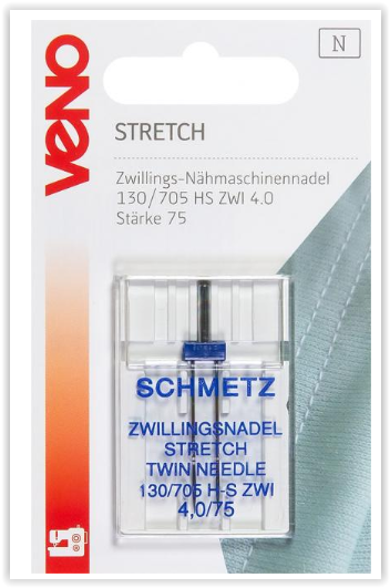 VENO Zwillings-Nähmaschinennadel 130/705 Stretch 75/4.0 mm