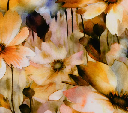 Viskose Webware Stoff Blume orange